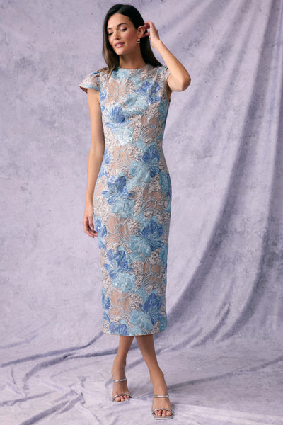 Leonie Sequin Midi Dress - Blue