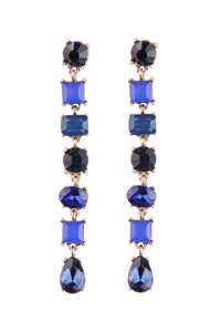 Alani Crystal Drop Earrings - Cobalt Blue