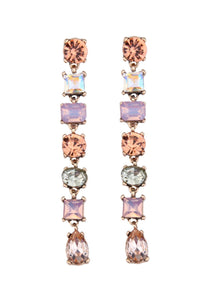 Alani Crystal Drop Earrings - Pink