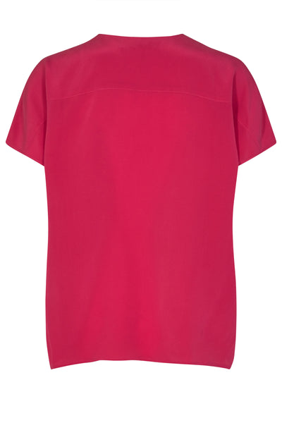 Ariana Ribbon Silk Blouse - Cerise