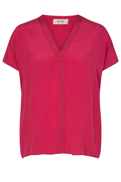 Ariana Ribbon Silk Blouse - Cerise