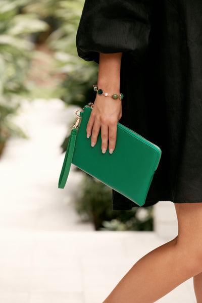 Becca Corner Zip Pouch - Dark Green