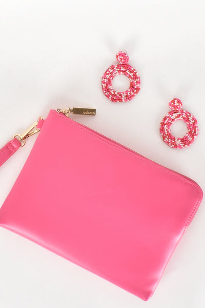 Becca Corner Zip Pouch - Hot Pink