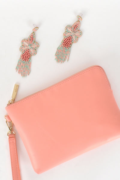 Becca Corner Zip Pouch - Peach