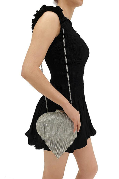 Bria Crystal Fringed Bag - Silver