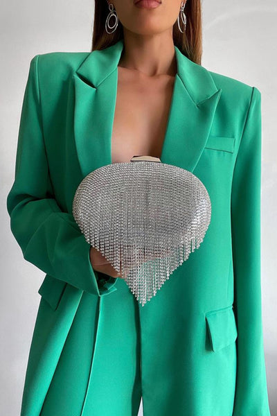 Bria Crystal Fringed Bag - Silver