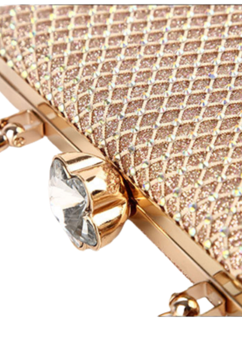 Rose Gold Diamante Clutch Bag