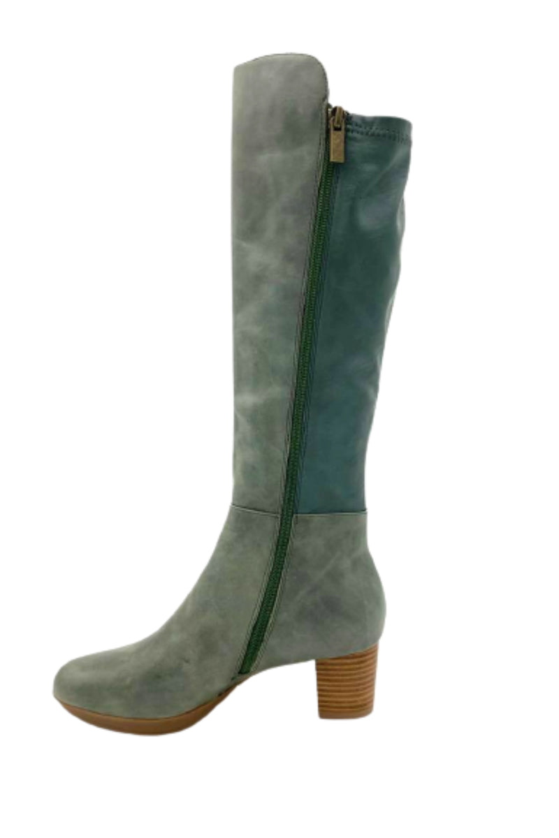 DJANGO JULIETTE Prisone Knee High Boot Forest Green Leather Smoke Mirrors Boutique