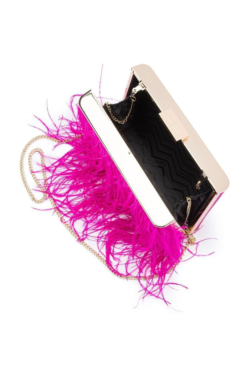 OLGA BERG STOCKIST AUSTRALIA Estelle Feather Clutch Fuchsia