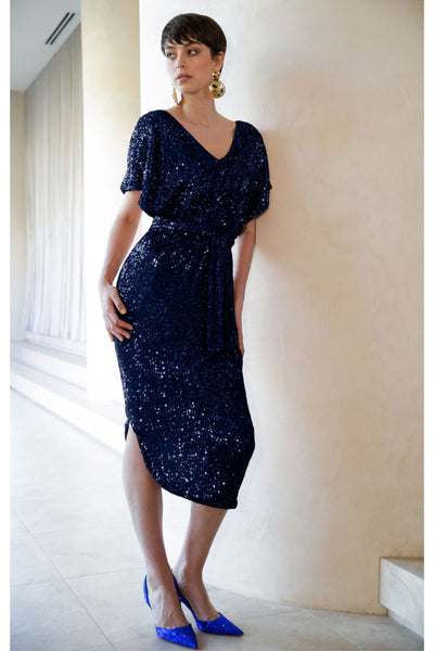 Lancaster Sequin Midi Dress - Sapphire Navy SIZE 8 ONLY