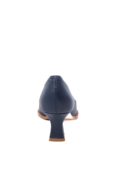 Nanda Pointed Low Heel Court Shoe - Navy Leather SIZES 36 + 37