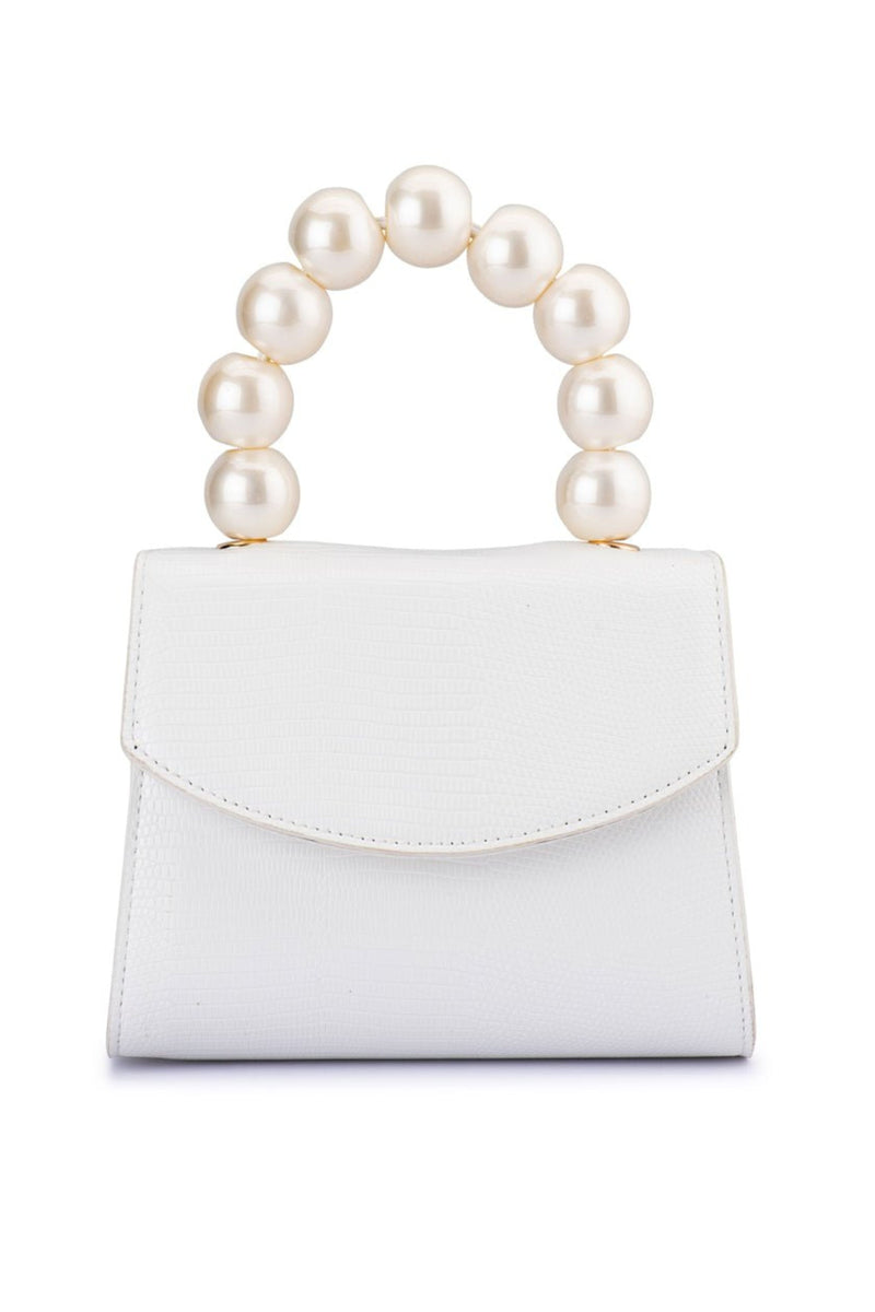 OLGA BERG AUSTRALIA Peta Pearl Top Handle Bag White – Smoke