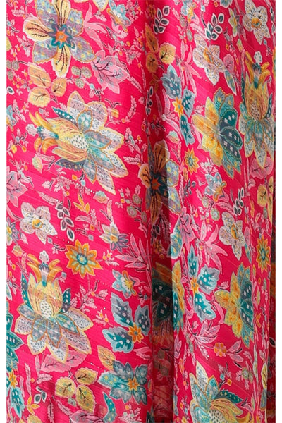 Pomegranate Breeze Midi Wrap Dress - Hot Pink Floral