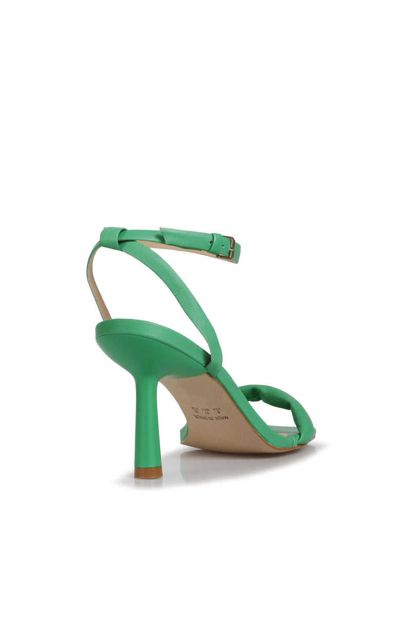 Green hot sale heeled sandals