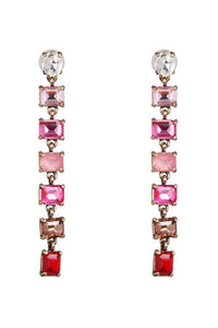 Talia Crystal Drop Earring - Pink/Pink