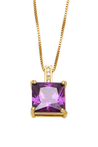 Single Crystal Necklace - Purple