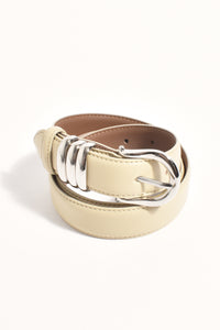 The Essential Metal Buckle Belt - Cream