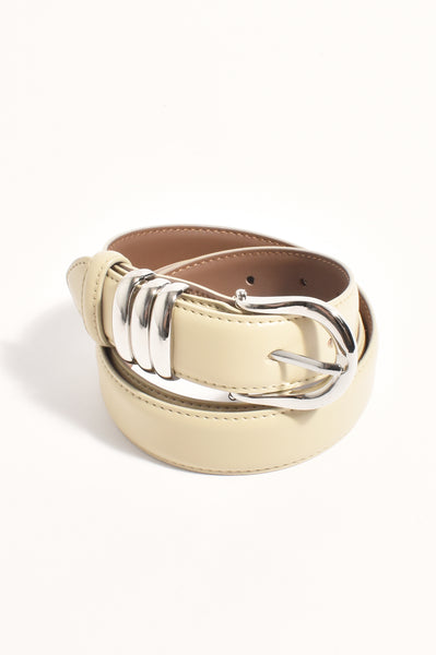The Essential Metal Buckle Belt - Cream