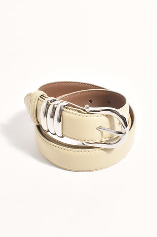 The Essential Metal Buckle Belt - Cream