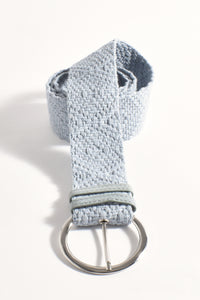 Metal Buckle Fabric Weave Belt - Blue