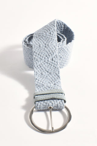 Metal Buckle Fabric Weave Belt - Blue