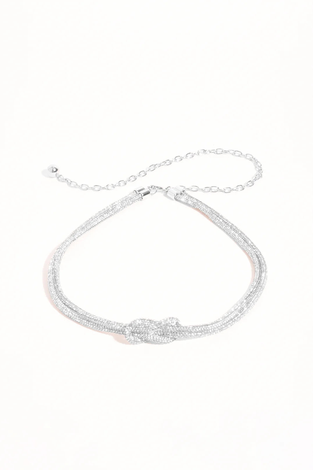Diamante Knot Rope Belt - Silver