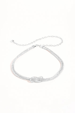 Diamante Knot Rope Belt - Silver