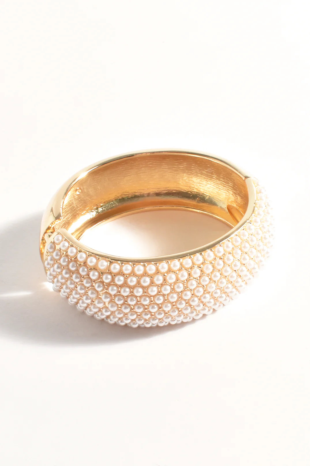 Faux Pearl Statement Bangle- Cream