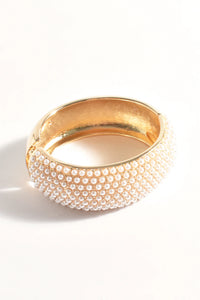 Faux Pearl Statement Bangle- Cream