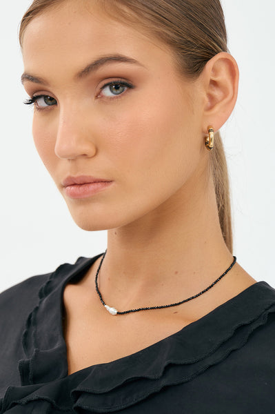 Mini Diamante Panelled Hoop Earings - Gold