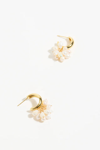 Freshwater Pearl Cluster Drop Mini Hoops