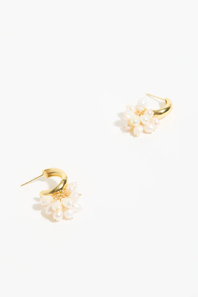Freshwater Pearl Cluster Drop Mini Hoops