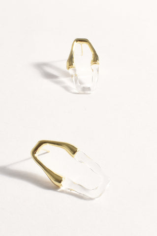 Half Metal Resin Cutout Event Earrings - Clear