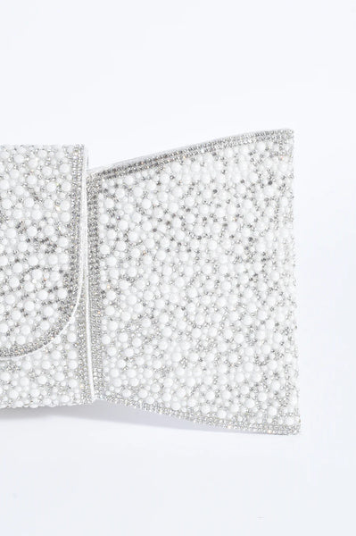 Tillie Pearl Bow Clutch - Silver