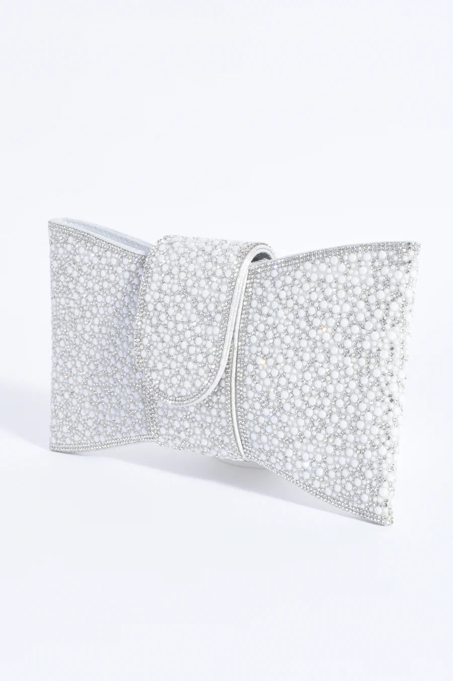 Tillie Pearl Bow Clutch - Silver