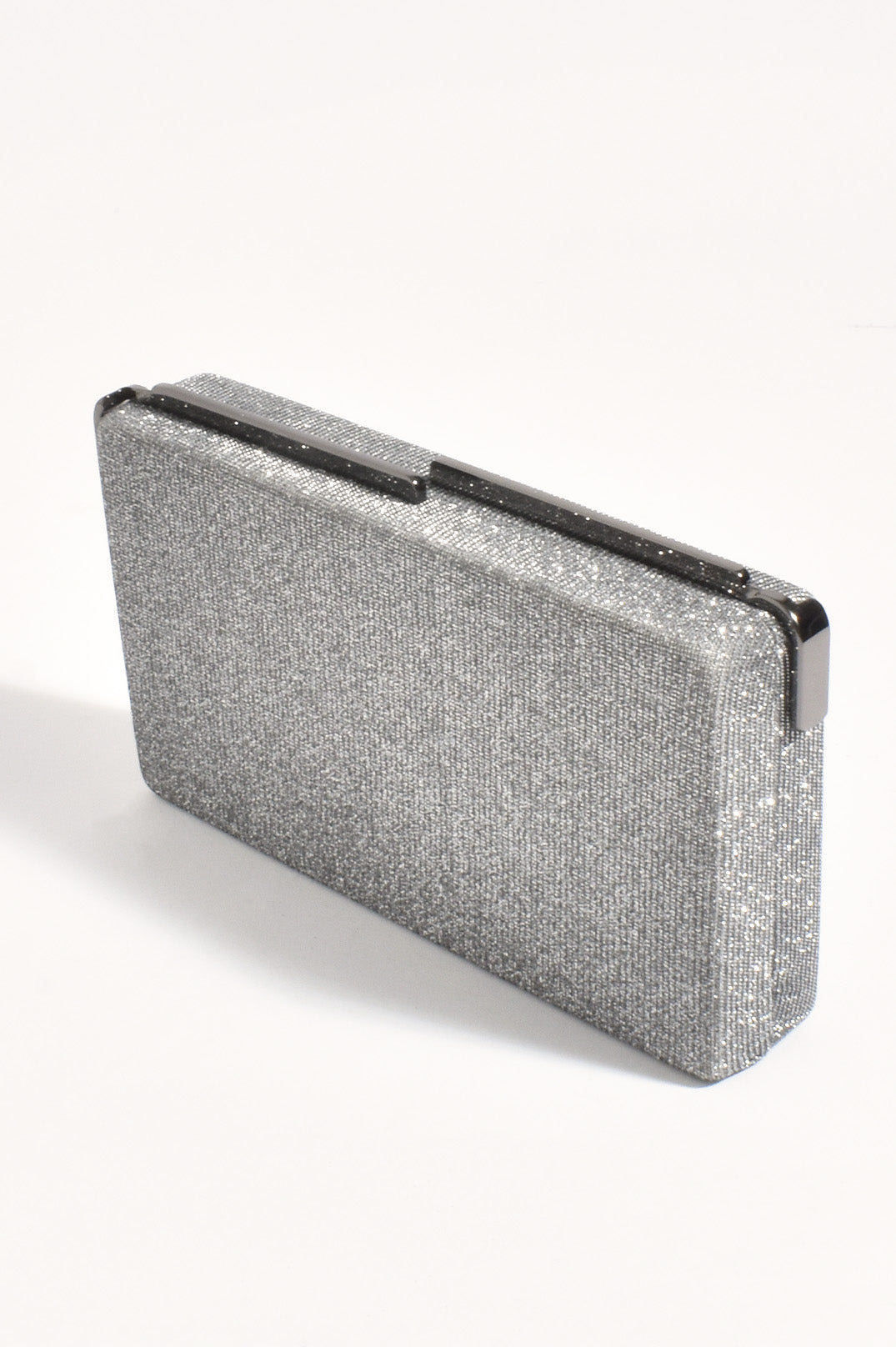 Charlene Rectangle Structured Clutch - Gunmetal