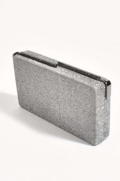 Charlene Rectangle Structured Clutch - Gunmetal
