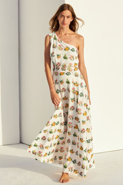 Assy One Shoulder Maxi Dress - White
