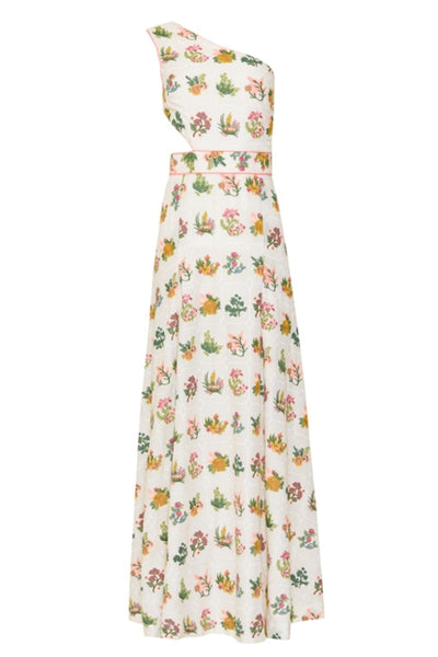 Assy One Shoulder Maxi Dress - White