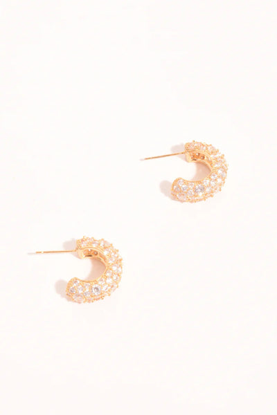 Mini Diamante Hoop Earrings - Gold