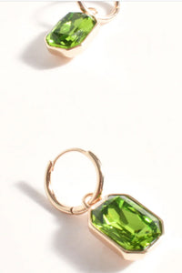 Mini Jewel Drop Earrings - Green