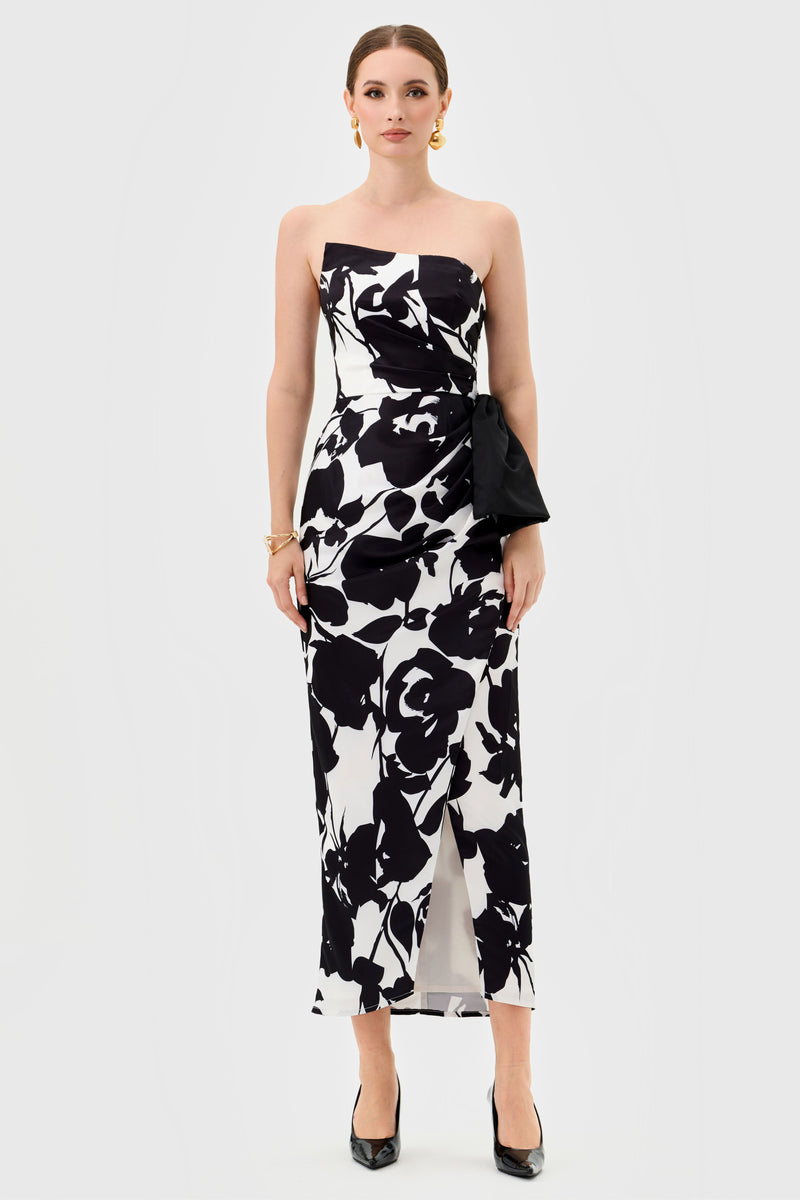 BARIANO STOCKISTS Ada Strapless Midi - Black White Print – Smoke ...