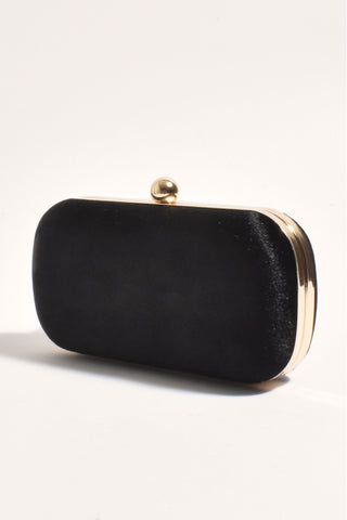 Ada Velvet Structured Clutch - Black