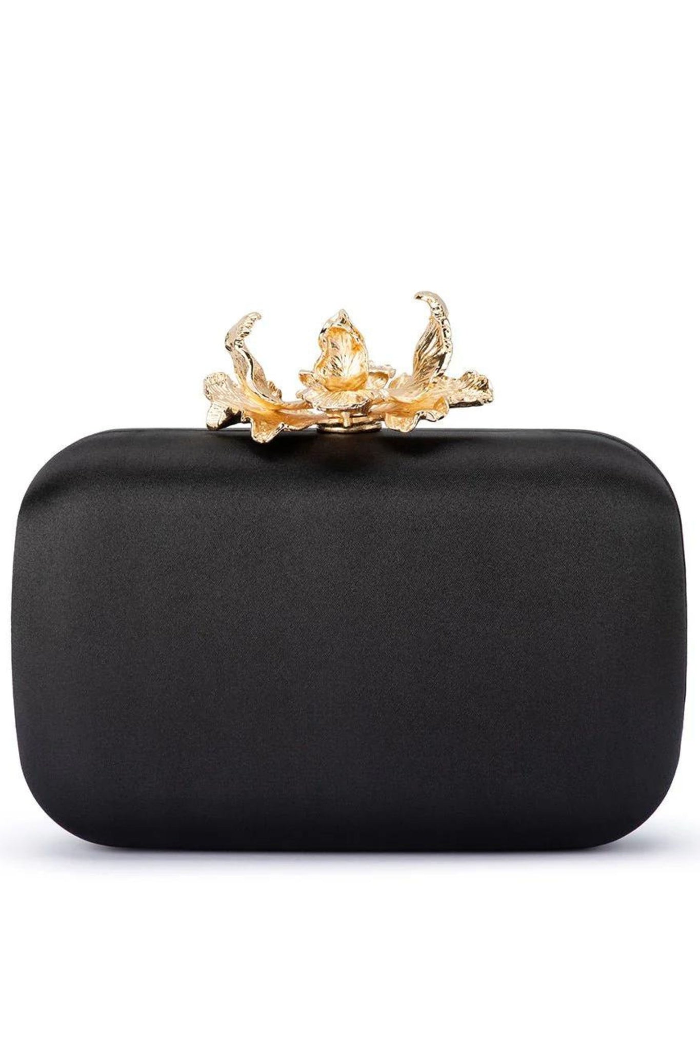 Adele Orchid Lock Clutch - Black