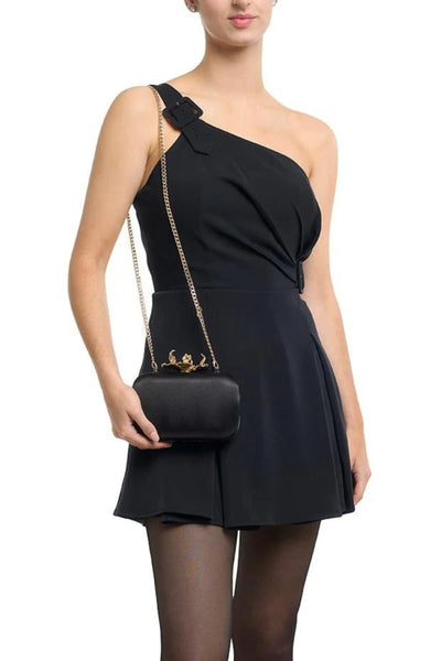 Adele Orchid Lock Clutch - Black