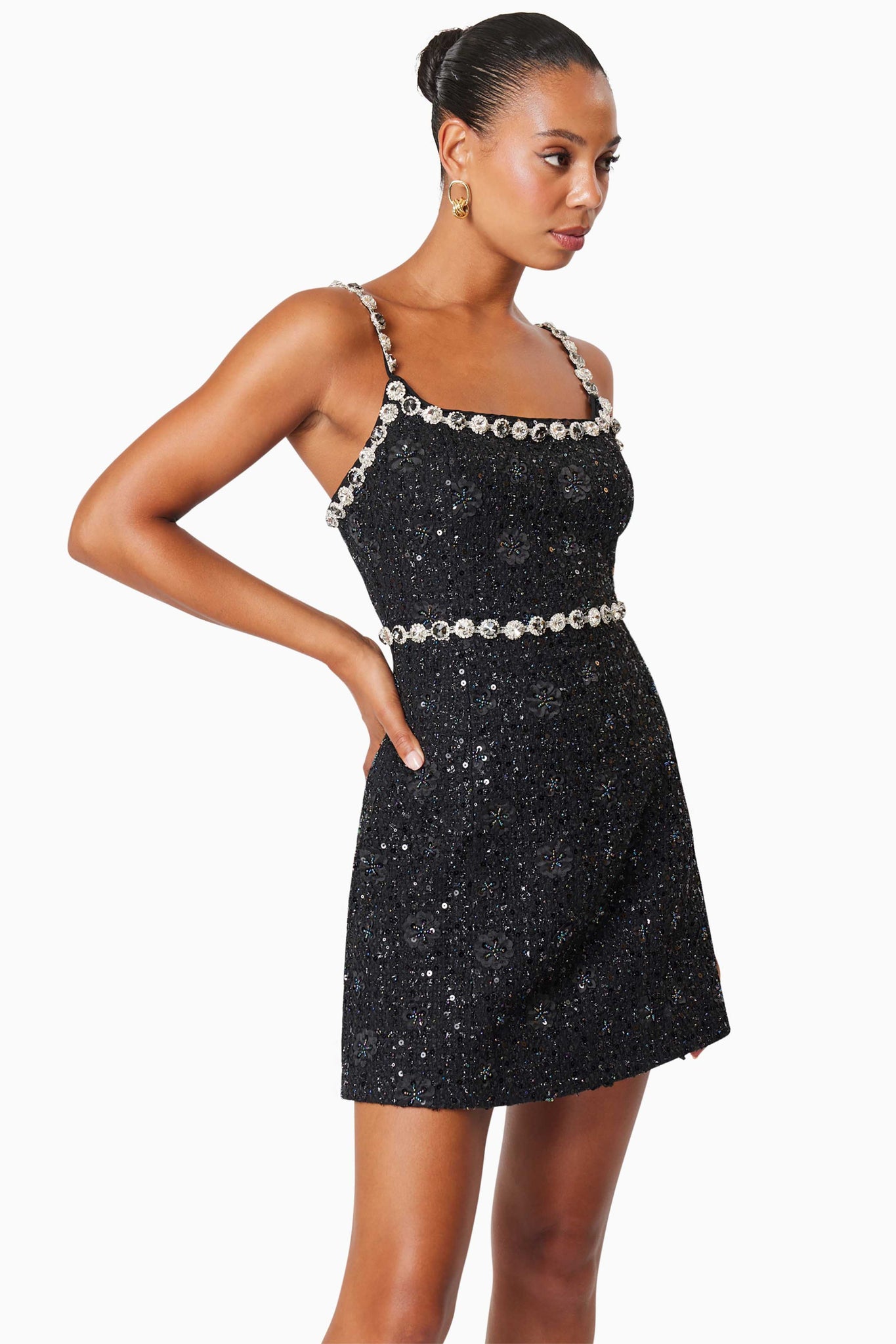 Adeline Boucle Mini Dress - Black SIZE L/12 ONLY