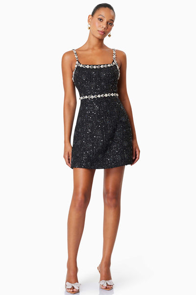 Adeline Boucle Mini Dress - Black SIZE L/12 ONLY