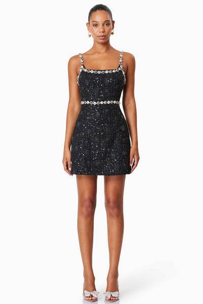 Adeline Boucle Mini Dress - Black SIZE L/12 ONLY