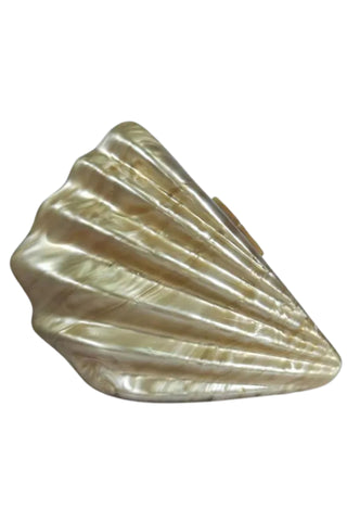 Adylyn Acrylic Seashell Clutch - Marble Beige