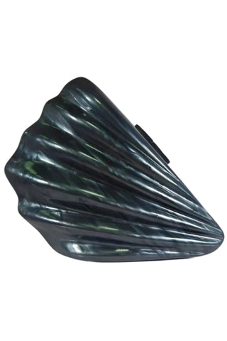 Adylyn Acrylic Seashell Clutch - Marble Black
